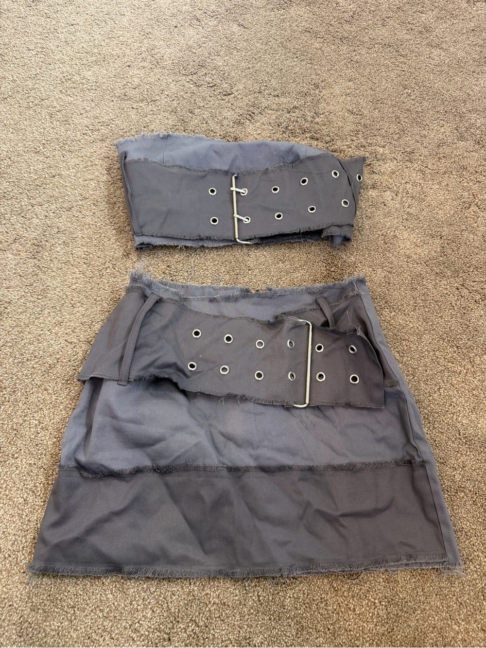 EGO Charcoal Gray Eyelet Two-Piece Skirt Set